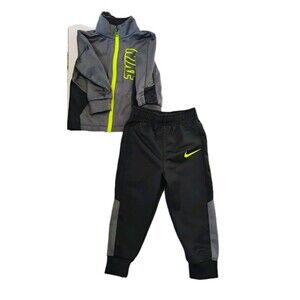 Nike Toddler Boys Black And Neon Green Tracksuit Set , Size 18 Months